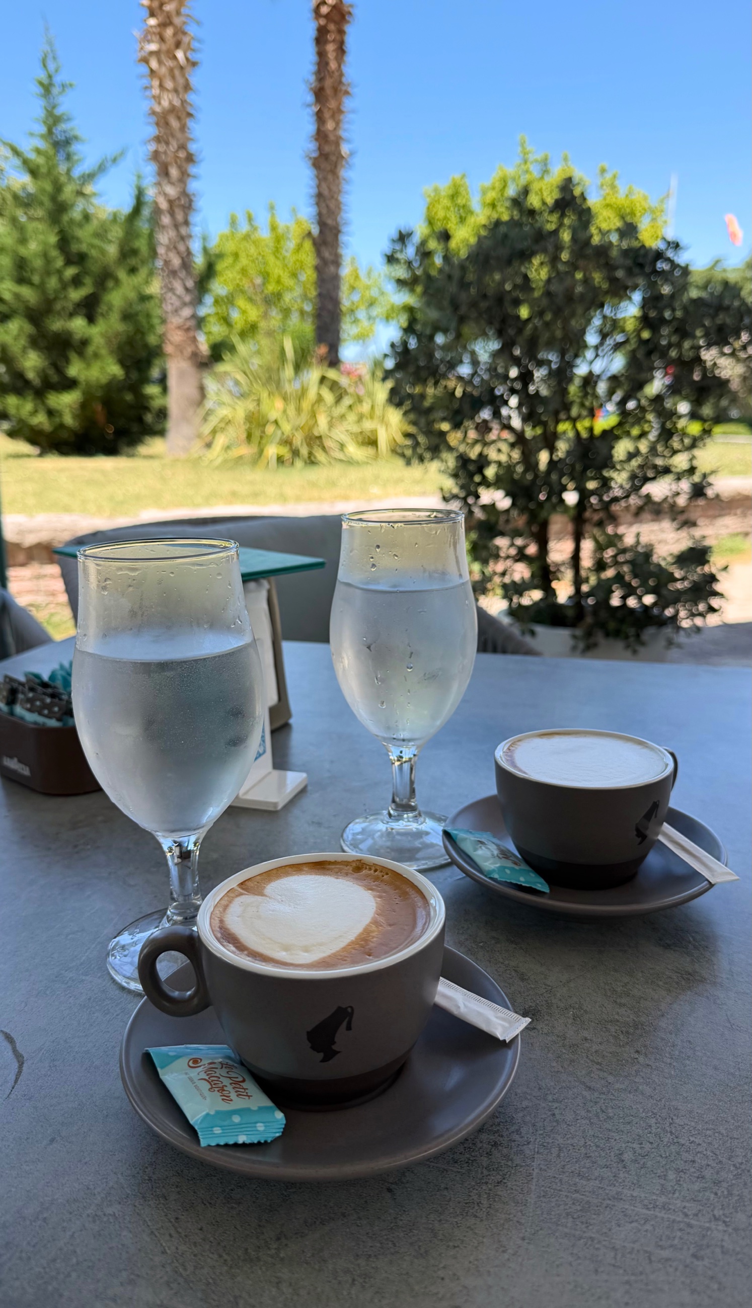 Morning coffee at Macaron in Bar, Montenegro.