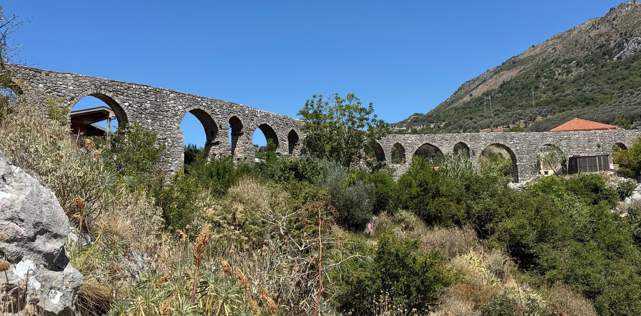 The Ottoman aqueduct running below the walls of Stari Bar
