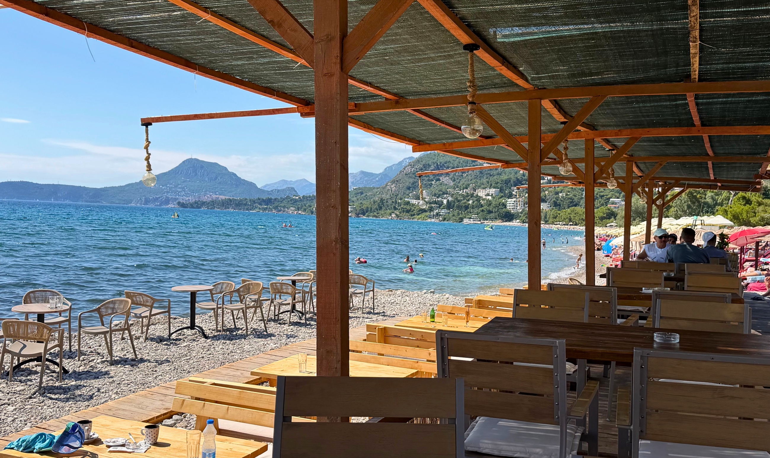 A cold drink at a beach bar along the shoreline in Bar