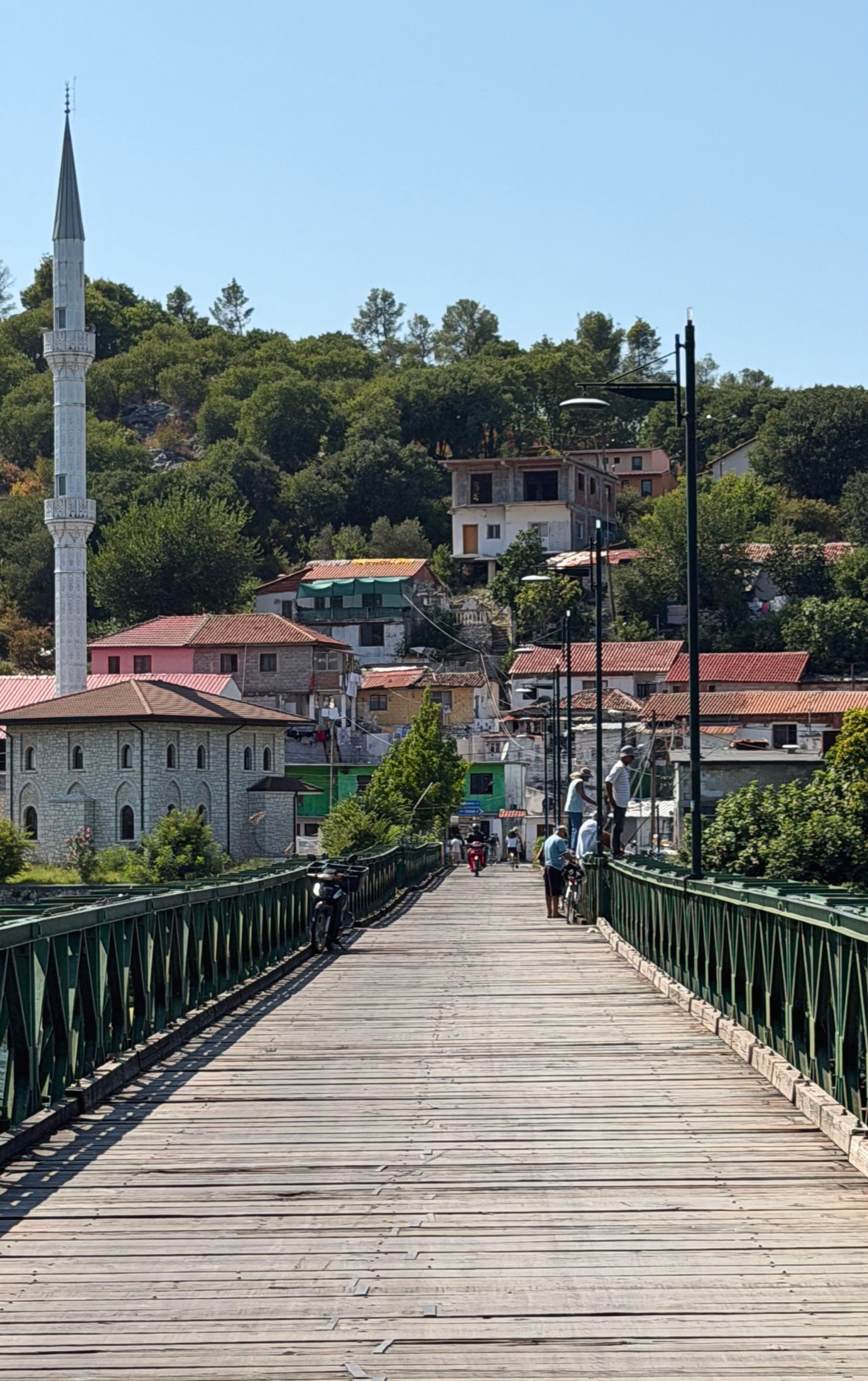 The wooden bridge crossing the Buna River outside Shkodër.