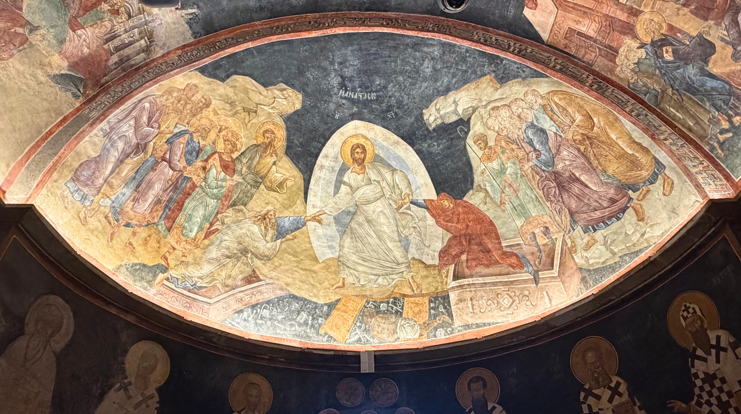 The Anastasis fresco at Chora showing Christ descending into Hades.