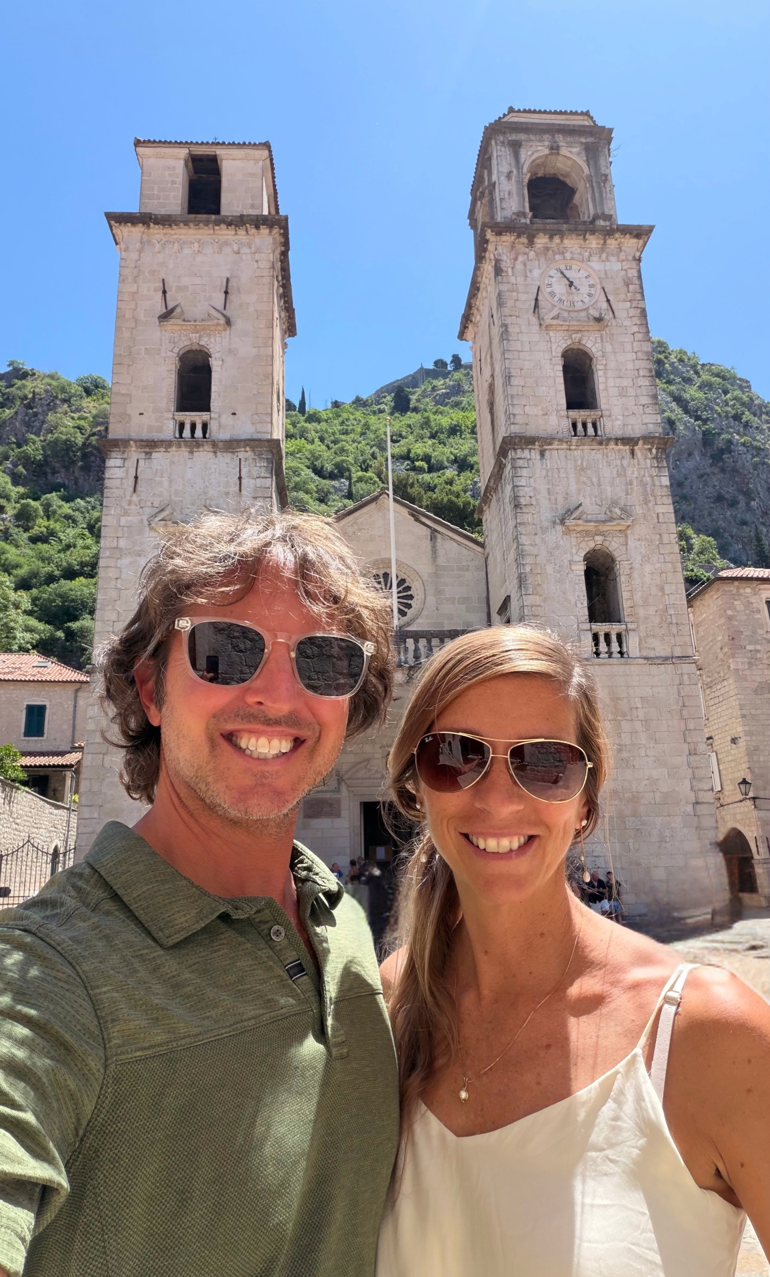 Sam and Stephanie outside St. Tryphon at the end of the week.