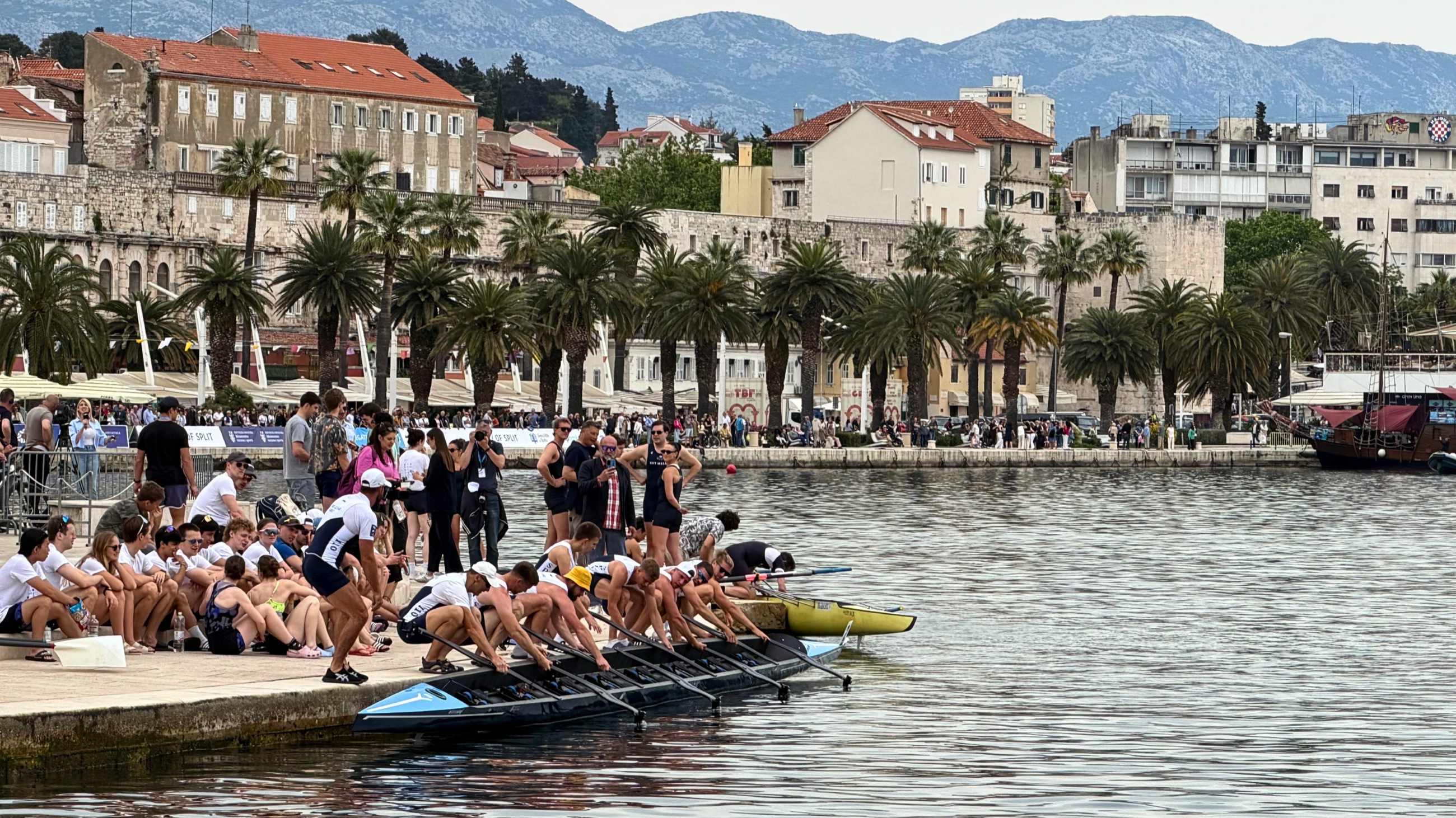 Rowers gathered along the Riva in Split for an international regatta
