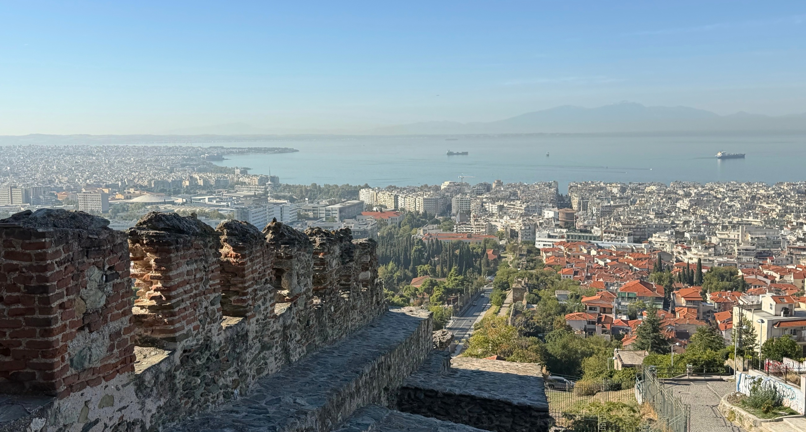 Thessaloniki and the Thermaic Gulf viewed from the walls of Ano Poli