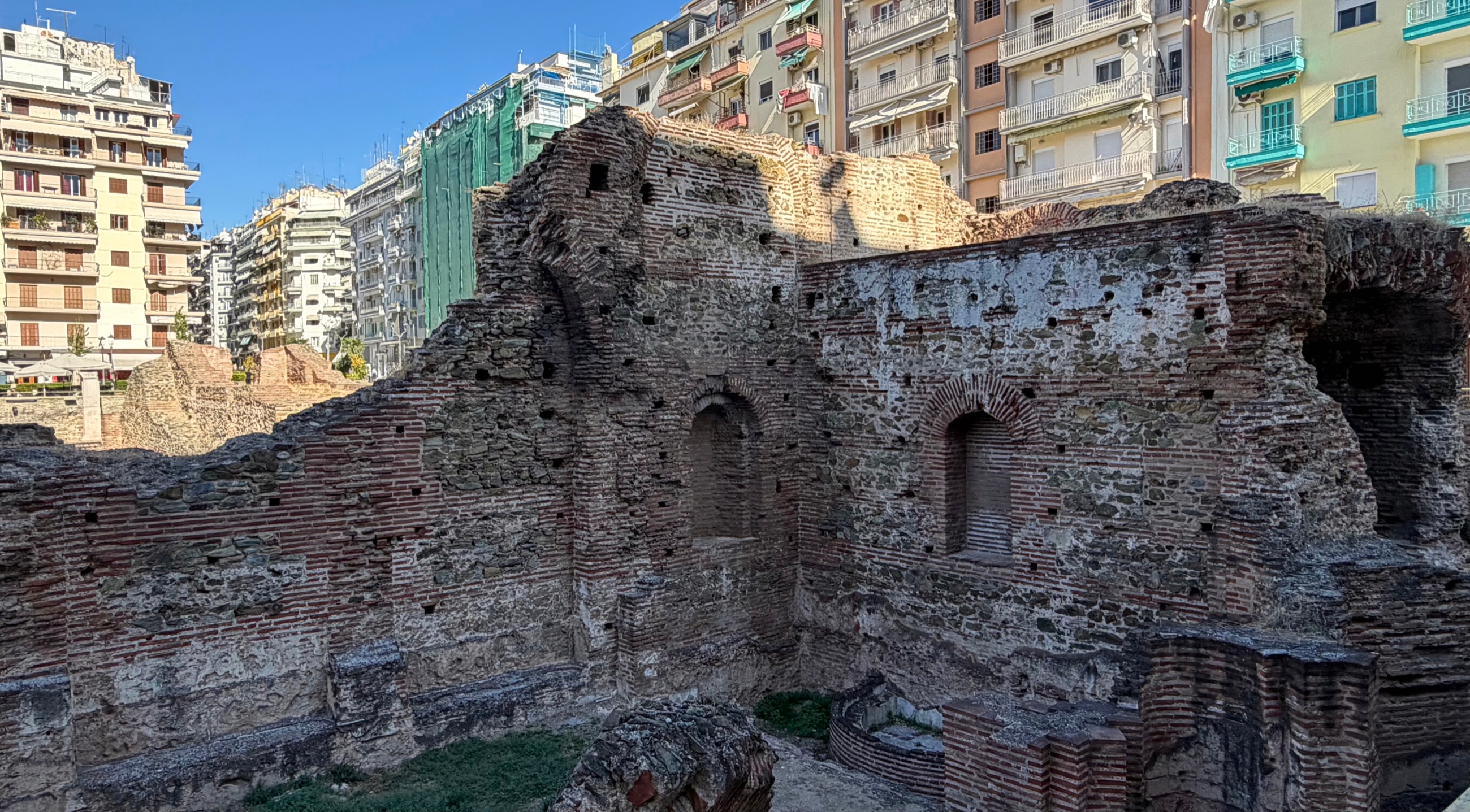 Surviving brick walls and vaulted rooms of the Palace of Galerius