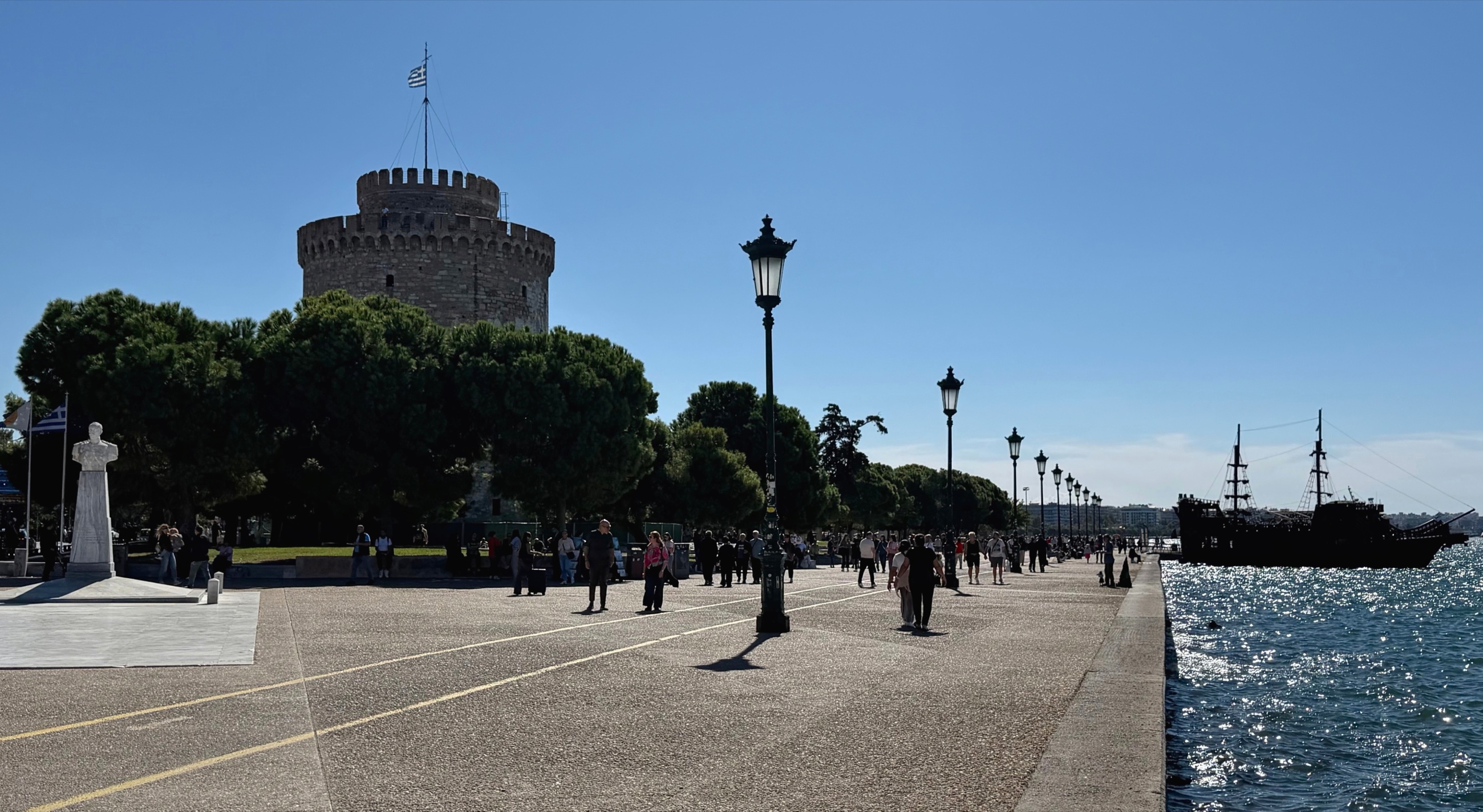 The White Tower beside Thessaloniki’s waterfront promenade