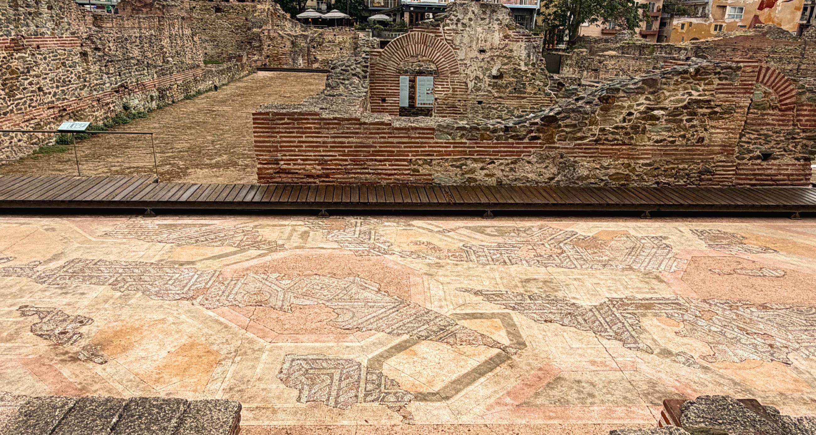 Roman floor mosaic at the Galerian palace complex in Thessaloniki