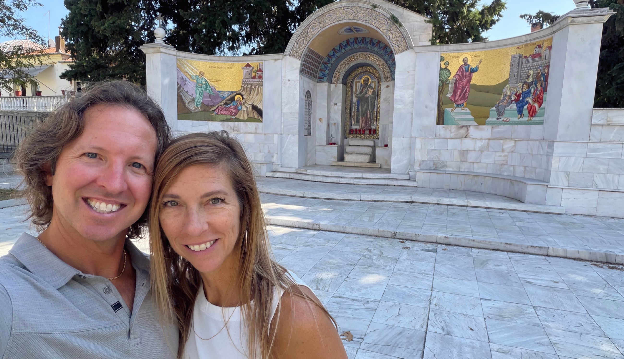 Sam and Stephanie at the Bema of the Apostle Paul in Veria