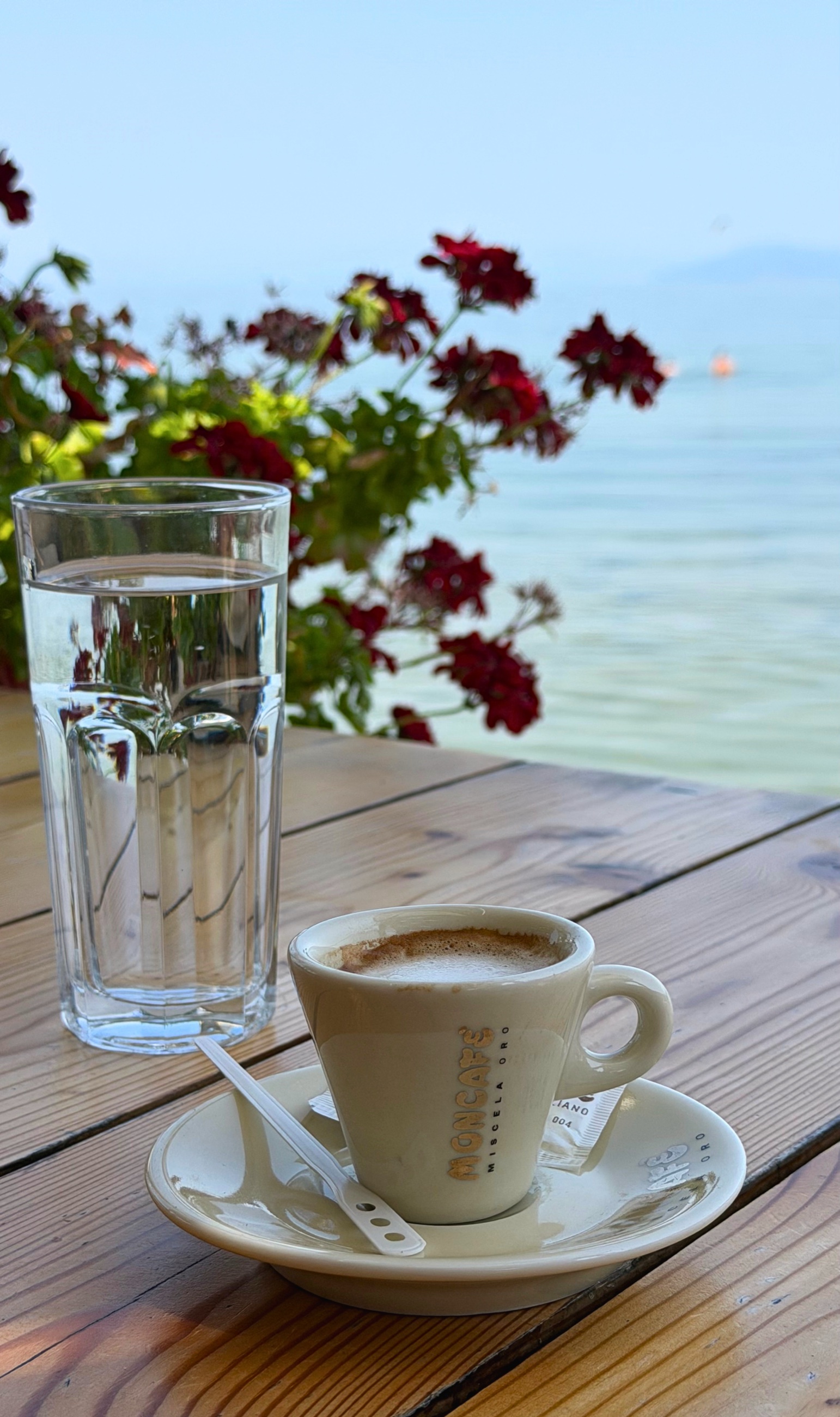 A macchiato beside Lake Ohrid in Tushemisht.